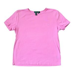 VTG 90's/Y2K Lauren Ralph Lauren LRL Pink 100% Cotton Short Sleeved Tee Sz M
